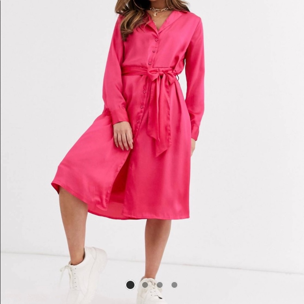 Neon Pink Satin Dress NA-KD